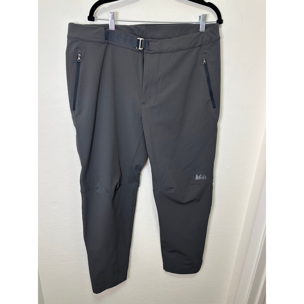 REI Men's Gray Outdoor Hiking Pants Size 38W X 30L Zip Pockets Belt Loops - Picture 5 of 10